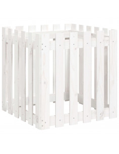 Fioriera Giardino a Recinzione Bianca 60x60x60 cm Massello Pino 2