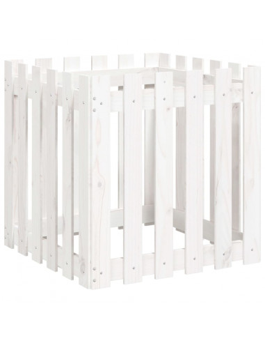 Fioriera Giardino a Recinzione Bianca 60x60x60 cm Massello Pino