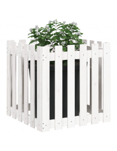 Fioriera Giardino a Recinzione Bianca 60x60x60 cm Massello Pino