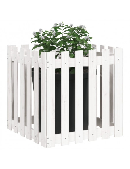 Fioriera Giardino a Recinzione Bianca 60x60x60 cm Massello Pino