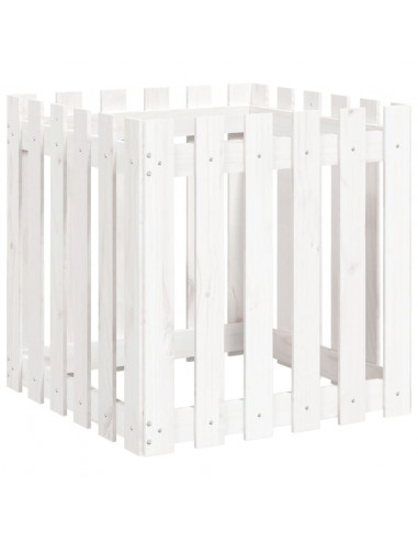 Fioriera Giardino a Recinzione Bianca 60x60x60 cm Massello Pino