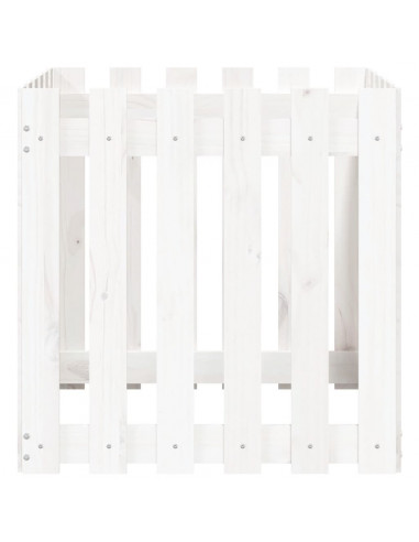 Fioriera Giardino a Recinzione Bianca 60x60x60 cm Massello Pino