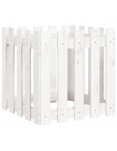 Fioriera Giardino a Recinzione Bianco 50x50x50 cm Massello Pino 2