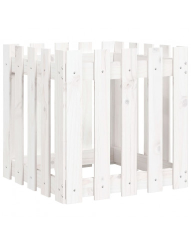 Fioriera Giardino a Recinzione Bianco 50x50x50 cm Massello Pino