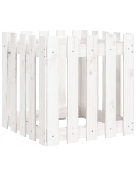 Fioriera Giardino a Recinzione Bianco 50x50x50 cm Massello Pino
