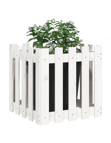 Fioriera Giardino a Recinzione Bianco 50x50x50 cm Massello Pino