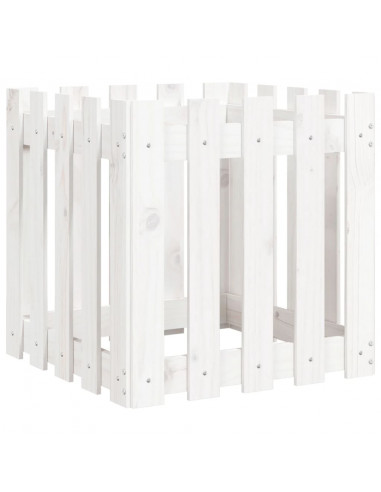 Fioriera Giardino a Recinzione Bianco 50x50x50 cm Massello Pino