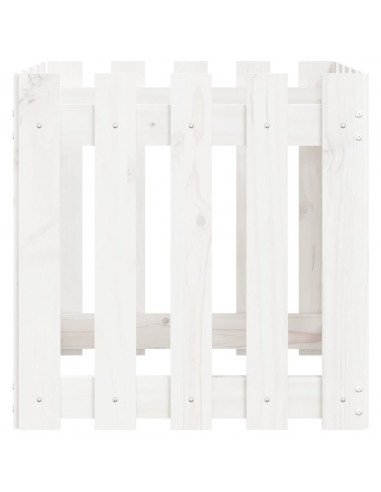 Fioriera Giardino a Recinzione Bianco 50x50x50 cm Massello Pino