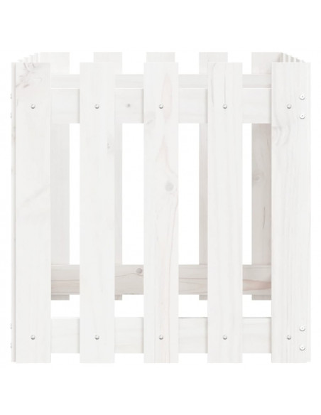 Fioriera Giardino a Recinzione Bianco 50x50x50 cm Massello Pino