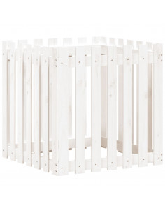 Fioriera Giardino a Recinzione Bianca 70x70x70 cm Massello Pino 2