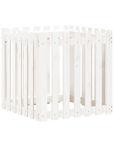 Fioriera Giardino a Recinzione Bianca 70x70x70 cm Massello Pino