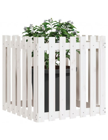 Fioriera Giardino a Recinzione Bianca 70x70x70 cm Massello Pino