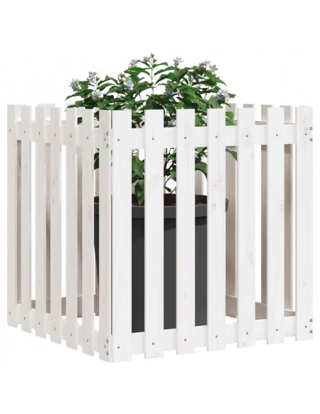 Fioriera Giardino a Recinzione Bianca 70x70x70 cm Massello Pino