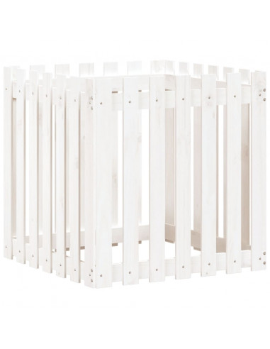 Fioriera Giardino a Recinzione Bianca 70x70x70 cm Massello Pino