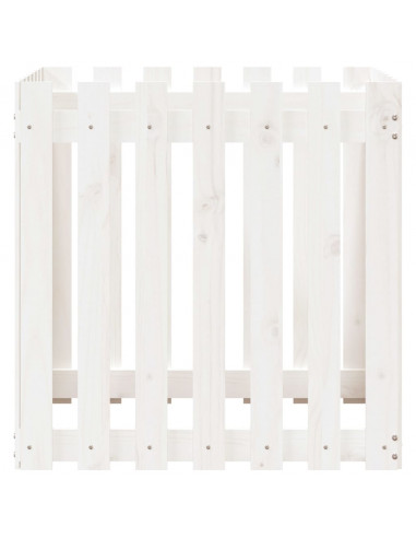 Fioriera Giardino a Recinzione Bianca 70x70x70 cm Massello Pino