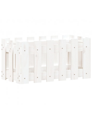 Fioriera Giardino a Recinzione Bianco 60x30x30 cm Massello Pino