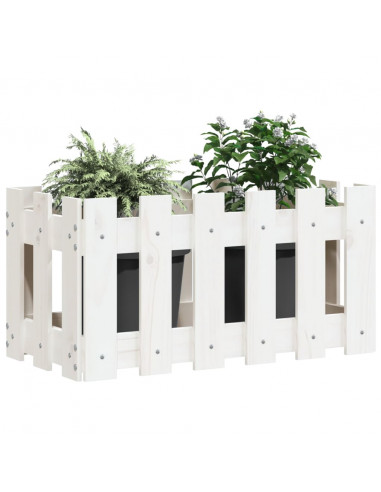 Fioriera Giardino a Recinzione Bianco 60x30x30 cm Massello Pino