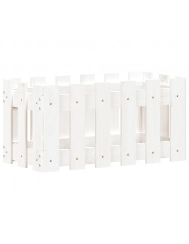 Fioriera Giardino a Recinzione Bianco 60x30x30 cm Massello Pino
