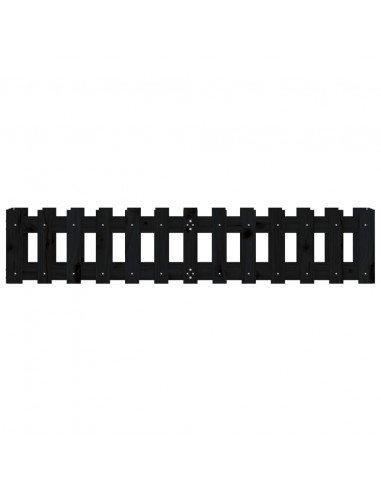 Fioriera Giardino a Recinzione Nera 150x30x30cm Massello Pino