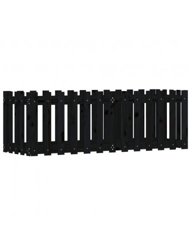 Fioriera Giardino a Recinzione Nera 150x50x50cm Massello Pino