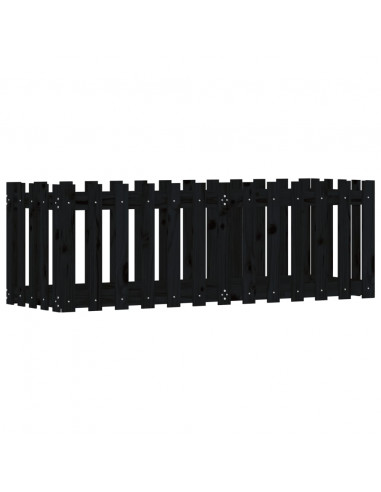 Fioriera Giardino a Recinzione Nera 150x50x50cm Massello Pino