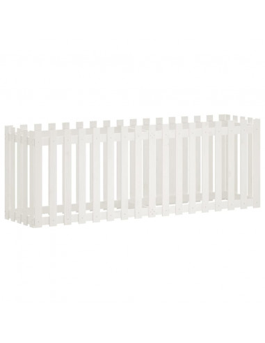 Fioriera Giardino a Recinzione Bianca 200x50x70cm Massello Pino