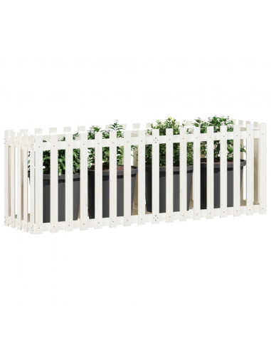 Fioriera Giardino a Recinzione Bianca 200x50x70cm Massello Pino