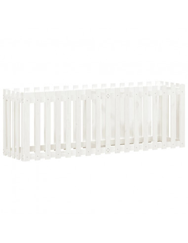 Fioriera Giardino a Recinzione Bianca 200x50x70cm Massello Pino