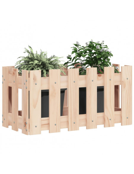Fioriera Giardino Design a Recinzione 60x30x30 cm Massello Pino
