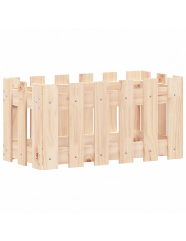 Fioriera Giardino Design a Recinzione 60x30x30 cm Massello Pino