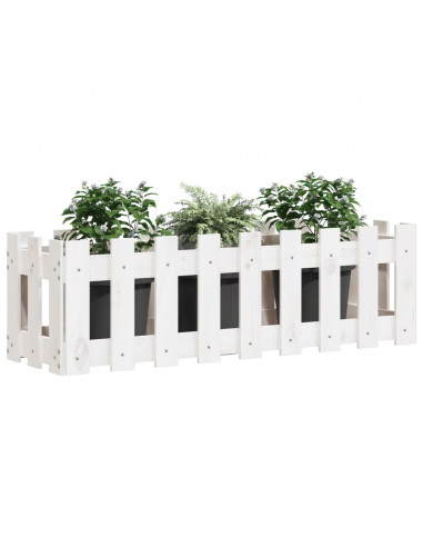 Fioriera Giardino a Recinzione Bianca 100x30x30cm Massello Pino