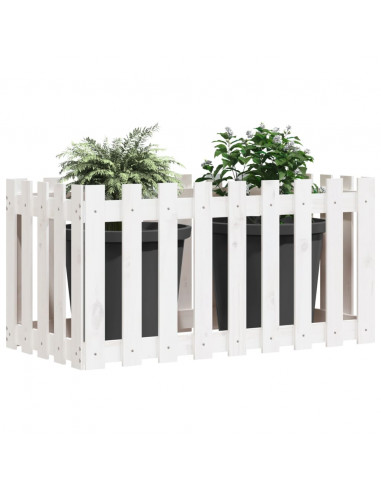 Fioriera Giardino a Recinzione Bianca 100x50x50cm Massello Pino
