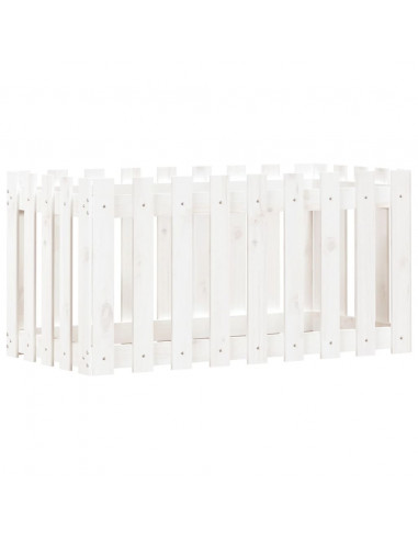 Fioriera Giardino a Recinzione Bianca 100x50x50cm Massello Pino