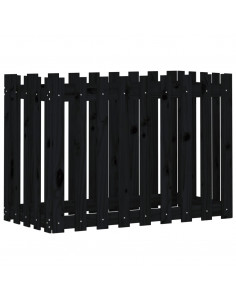Fioriera Giardino a Recinzione Nera 100x50x70cm Massello Pino 2