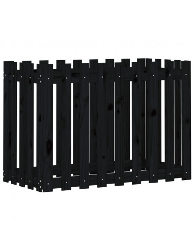 Fioriera Giardino a Recinzione Nera 100x50x70cm Massello Pino