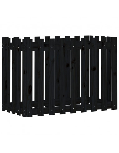 Fioriera Giardino a Recinzione Nera 100x50x70cm Massello Pino