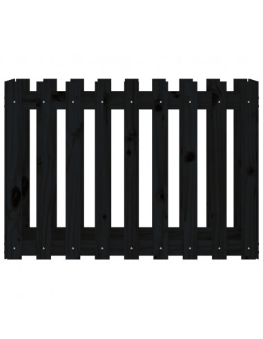 Fioriera Giardino a Recinzione Nera 100x50x70cm Massello Pino