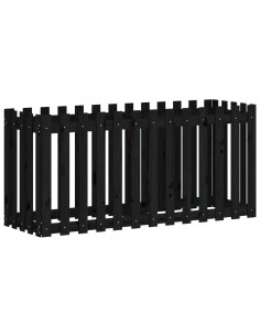 Fioriera Giardino a Recinzione Nera 150x50x70cm Massello Pino 2