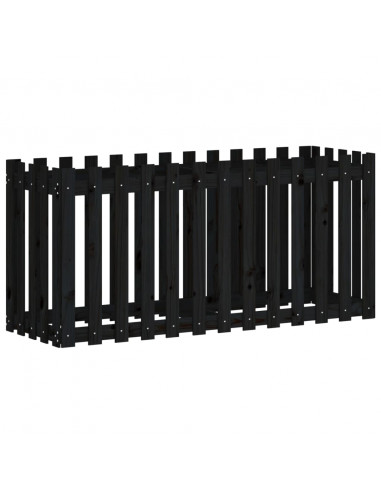 Fioriera Giardino a Recinzione Nera 150x50x70cm Massello Pino