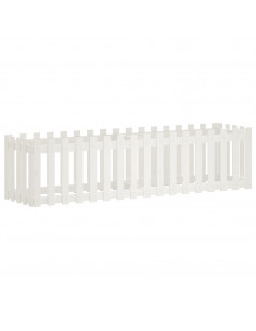 Fioriera Giardino a Recinzione Bianca 200x50x50cm Massello Pino 2