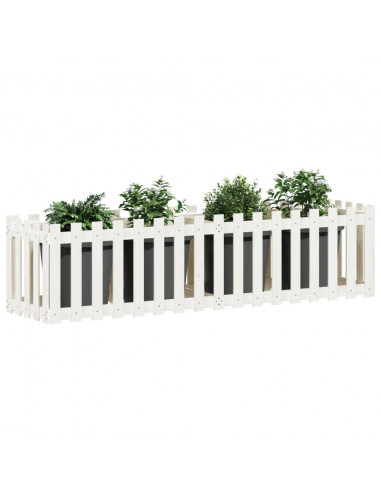 Fioriera Giardino a Recinzione Bianca 200x50x50cm Massello Pino