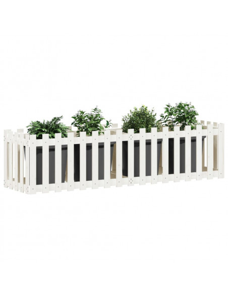 Fioriera Giardino a Recinzione Bianca 200x50x50cm Massello Pino