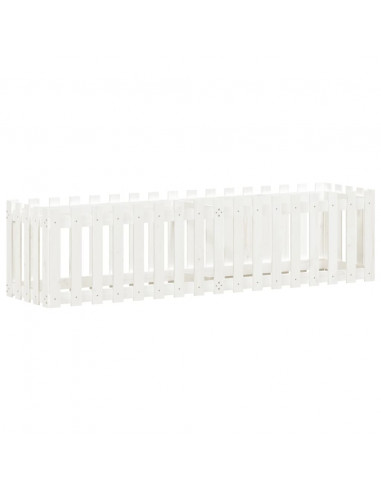 Fioriera Giardino a Recinzione Bianca 200x50x50cm Massello Pino
