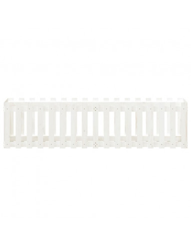 Fioriera Giardino a Recinzione Bianca 200x50x50cm Massello Pino