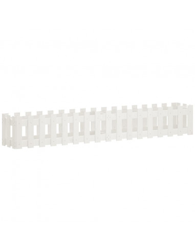 Fioriera Giardino a Recinzione Bianca 200x30x30cm Massello Pino