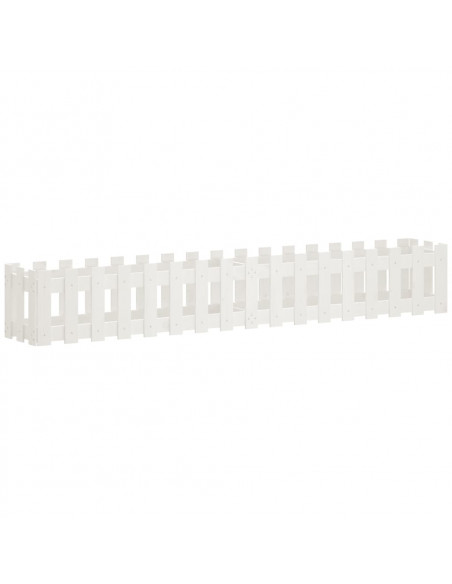 Fioriera Giardino a Recinzione Bianca 200x30x30cm Massello Pino