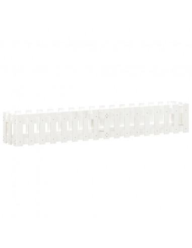 Fioriera Giardino a Recinzione Bianca 200x30x30cm Massello Pino