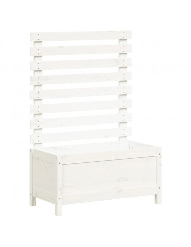 Fioriera Giardino con Rastrelliera Bianca 79x39,5x114cm Pino