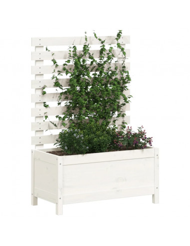 Fioriera Giardino con Rastrelliera Bianca 79x39,5x114cm Pino