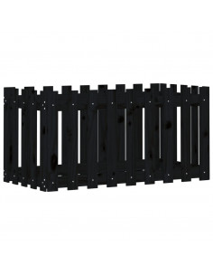 Fioriera Giardino a Recinzione Nera 100x50x50cm Massello Pino 2